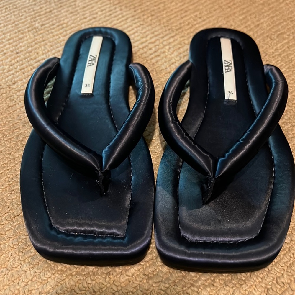 Zara navy blue sandals. Worn in the house only